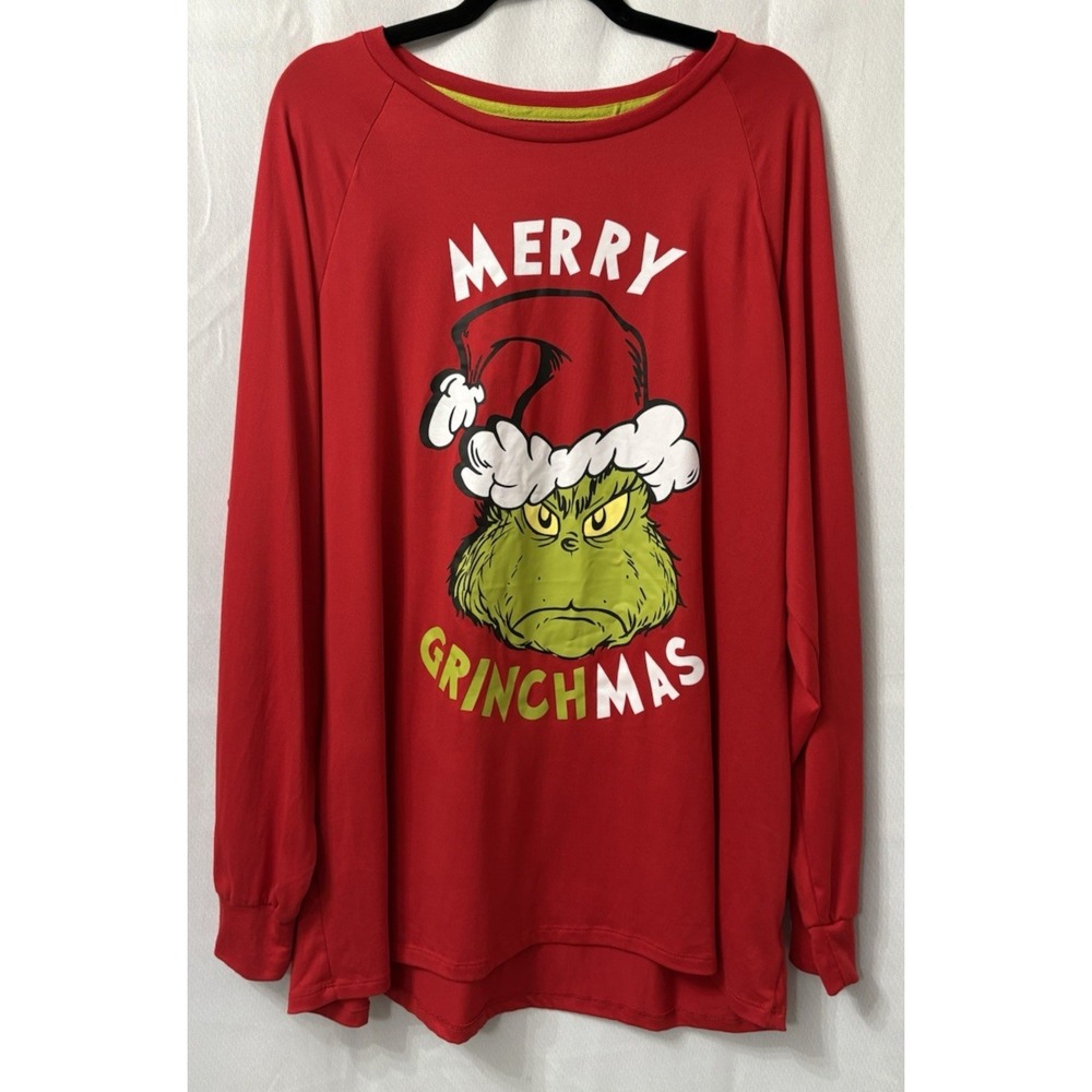 Merry Grinchmas Shirt lounge top Size 2XL 50-52 Long Sleeve Dr. Suess